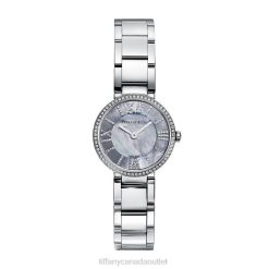 Tiffany 2-Hand 24 mm Watch Unisex 0J0F1940 Classic Item in Stainless Steel with Diamonds and Gray Mother-of-pearl