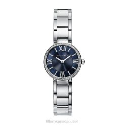 Tiffany 2-Hand 24 mm Watch Unisex 0J0F1941 Classic Item in Stainless Steel with Diamonds and a Navy Soleil Dial