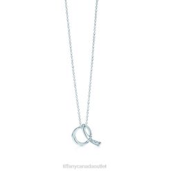 Tiffany Alphabet Letter A Pendant Unisex 0J0F140 Jewelry in Silver with Diamonds, Small