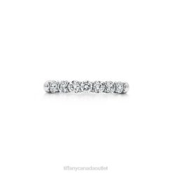 Tiffany Band Ring Unisex 0J0F1448 Jewelry in Platinum with a Half-circle of Diamonds, 3 mm Wide