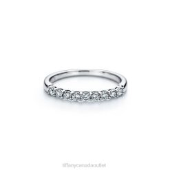 Tiffany Band Ring Unisex 0J0F1470 Jewelry in Platinum with a Half-circle of Diamonds, 2.2 mm
