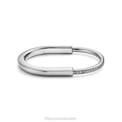 Tiffany Bangle Unisex 0J0F1133 Jewelry in White Gold with Half Pave Diamonds