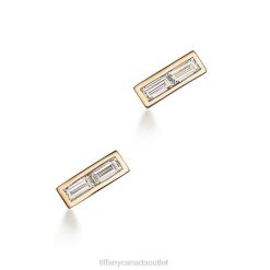 Tiffany Bar Earrings Unisex 0J0F849 Jewelry in 18k Gold with Baguette Diamonds