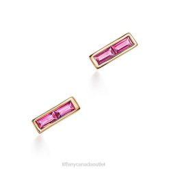 Tiffany Bar Earrings Unisex 0J0F850 Jewelry in 18k Gold with Baguette Rubellites