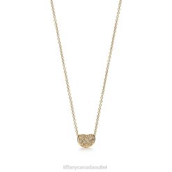 Tiffany Bean design Pendant Unisex 0J0F226 Jewelry in Yellow Gold with Pave Diamonds, 6.5 mm
