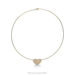 Tiffany Bean design Wire Necklace Unisex 0J0F244 Jewelry in Gold with Pave Diamonds, 20 mm