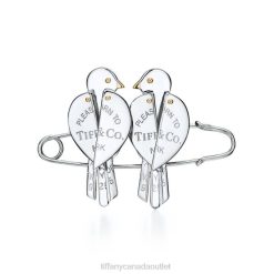 Tiffany Bird Brooch in Sterling Silver and 18k Gold Unisex 0J0F1994 Jewelry