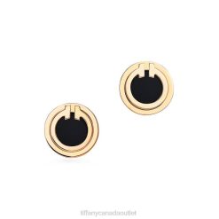 Tiffany Black Onyx Circle Earrings Unisex 0J0F794 Jewelry in 18k Gold