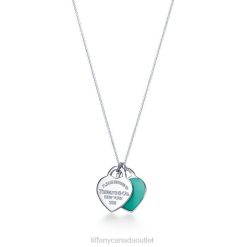 Tiffany Blue Double Heart Tag Pendant Unisex 0J0F326 Jewelry in Silver, Small