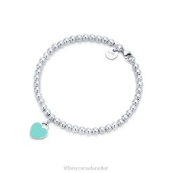 Tiffany Blue Heart Tag Bead Bracelet Unisex 0J0F1115 Jewelry in Silver, 4 mm