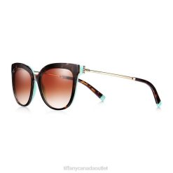 Tiffany Cat Eye Sunglasses Unisex 0J0F2572 Accessories in Tortoise Acetate and Pale Gold-colored Metal