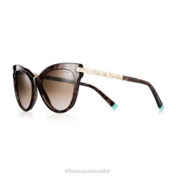 Tiffany Cat Eye Sunglasses Unisex 0J0F2582 Accessories in Tortoise Acetate with Pale Gold-colored Metal Accents