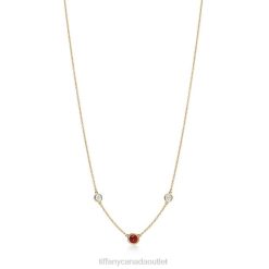 Tiffany Color by the Yard Necklace Unisex 0J0F255 Jewelry in Gold with a Ruby and Diamonds