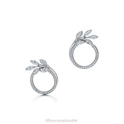 Tiffany Diamond Vine Circle Earrings in Platinum Unisex 0J0F735 Jewelry