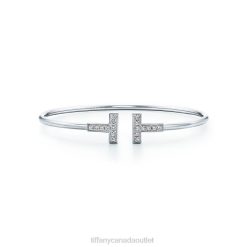 Tiffany Diamond Wire Bracelet Unisex 0J0F982 Jewelry in 18k White Gold