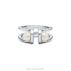 Tiffany Double Pearl Ring in Sterling Silver Unisex 0J0F1581 Jewelry