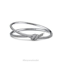 Tiffany Double Row Bracelet Unisex 0J0F1000 Jewelry in White Gold with Diamonds
