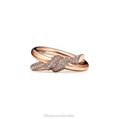 Tiffany Double Row Ring Unisex 0J0F1538 Jewelry in Rose Gold with Diamonds