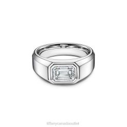 Tiffany Engagement Ring Men 0J0F1995 Jewelry in Platinum with an Emerald-cut Diamond