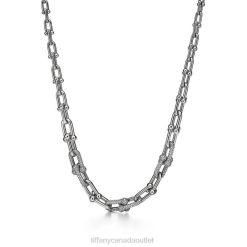 Tiffany Graduated Link Necklace Unisex 0J0F100 Jewelry in White Gold with Pave Diamonds