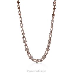 Tiffany Graduated Link Necklace Unisex 0J0F165 Jewelry in Rose Gold with Pave Diamonds