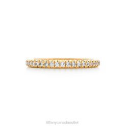 Tiffany Half Eternity Ring Unisex 0J0F1454 Jewelry in Yellow Gold with Diamonds