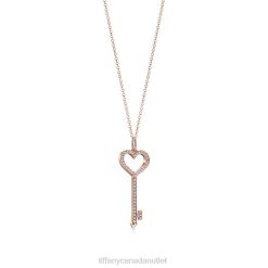 Tiffany Heart Key Unisex 0J0F436 Jewelry in Rose Gold with Diamonds, Small