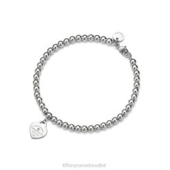 Tiffany Heart Tag Bead Bracelet Unisex 0J0F1176 Jewelry in Silver with a Diamond, 4 mm