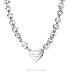 Tiffany Heart Tag Chain Link Choker Unisex 0J0F362 Jewelry in Silver