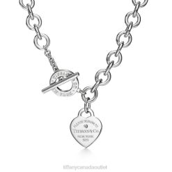 Tiffany Heart Tag Necklace Unisex 0J0F91 Jewelry in Silver with a Diamond, Medium