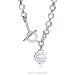 Tiffany Heart Tag Toggle Necklace Unisex 0J0F142 Jewelry in Silver