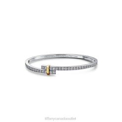 Tiffany Hinged Bypass Bangle Unisex 0J0F1002 Jewelry in Platinum and Yellow Gold with Diamonds