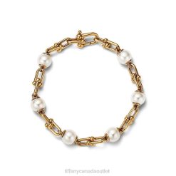 Tiffany Link Bracelet Unisex 0J0F1011 Jewelry in Yellow Gold with Freshwater Pearls