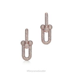 Tiffany Link Earrings Unisex 0J0F825 Jewelry in Rose Gold with Pave Diamonds