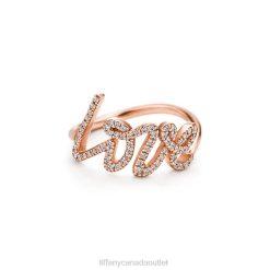 Tiffany Love Ring Unisex 0J0F1663 Jewelry in Rose Gold with Diamonds, Small