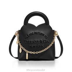 Tiffany Mini Charm Tote Bag Unisex 0J0F2368 Accessories in Black Leather