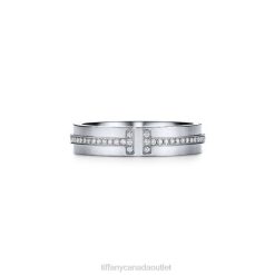 Tiffany Narrow Diamond Ring Unisex 0J0F1584 Jewelry in 18k White Gold