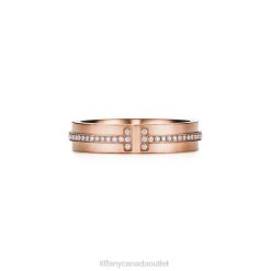 Tiffany Narrow Diamond Ring Unisex 0J0F1655 Jewelry in 18k Rose Gold