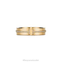 Tiffany Narrow Diamond Ring Unisex 0J0F1656 Jewelry in 18k Gold