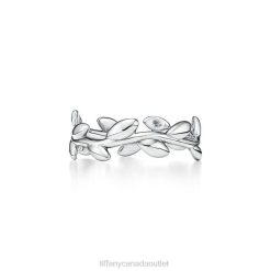 Tiffany Olive Leaf Band Ring Unisex 0J0F1680 Jewelry in Silver, Narrow