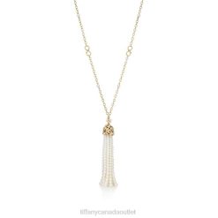 Tiffany Olive Leaf Pearl Tassel Necklace Unisex 0J0F421 Jewelry