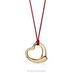 Tiffany Open Heart Pendant Unisex 0J0F260 Jewelry in Yellow Gold, 36 mm
