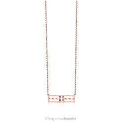 Tiffany Open Horizontal Diamond Bar Pendant Unisex 0J0F551 Jewelry in 18k Rose Gold