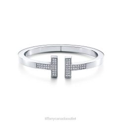 Tiffany Pave Diamond Square Bracelet Unisex 0J0F1179 Jewelry in 18k White Gold