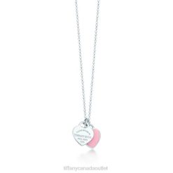 Tiffany Pink Double Heart Tag Pendant Unisex 0J0F299 Jewelry in Silver, Mini