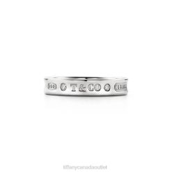 Tiffany Ring Unisex 0J0F1560 Jewelry in White Gold with Diamonds, Narrow