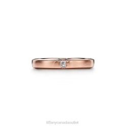 Tiffany Satin Finish Ring Unisex 0J0F1786 Jewelry in Rose Gold with a Diamond, 3 mm