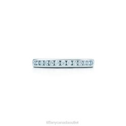 Tiffany Setting Wedding Band Unisex 0J0F1845 Jewelry in Platinum with a Half-circle of Diamonds, 2.5 mm