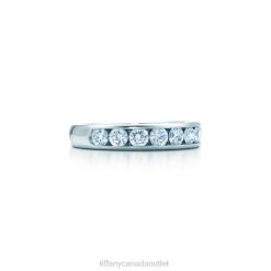 Tiffany Setting Wedding Band Unisex 0J0F1872 Jewelry in Platinum with a Half-circle of Diamonds, 3.9 mm