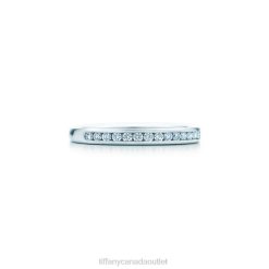 Tiffany Setting Wedding Band Unisex 0J0F1873 Jewelry in Platinum with a Half-circle of Diamonds, 2 mm